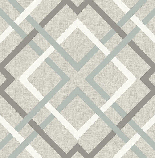 Saltire Taupe Geometric Wallpaper by Brewster Designer Fresh Start Kitchen & Bath Covers about 56.4 square feet 20.5-in by 33-ft long roll Unpasted 20.9 - Swanky Fabrics -