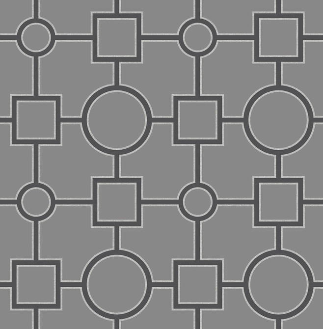 Matrix Black Geometric Wallpaper by Brewster Designer For Your Bath III Covers about 56.4 square feet 20.5-in by 33-ft long roll Unpasted 10.43 - Swanky Fabrics -