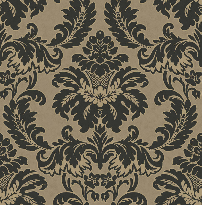 Windsor Black Damask Wallpaper by Brewster Designer Archive Collection Covers about 56.4 square feet 20.5-in by 33-ft long roll Unpasted 21 - Swanky Fabrics -