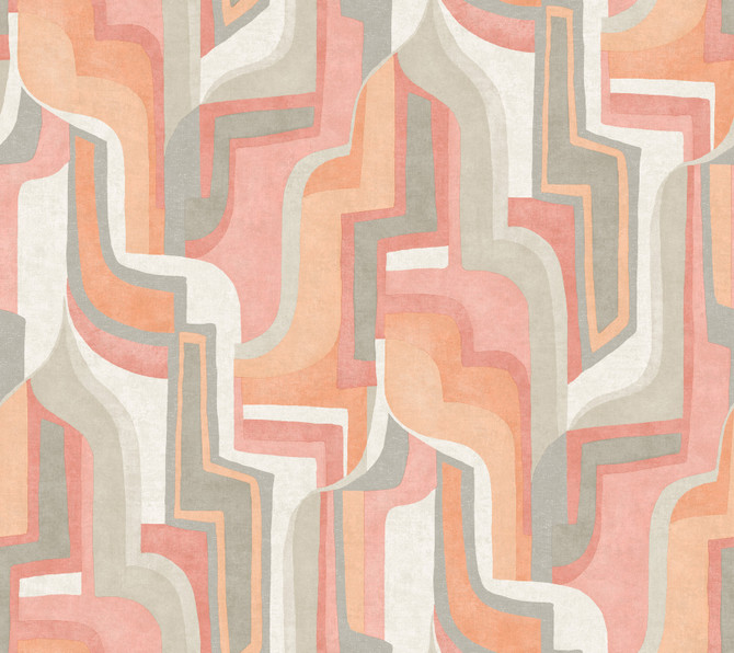 Tulum Coral Surreal Shapes Wallpaper by A-Street Prints Designer Whimsy Covers about 60.8 square feet 27-in by 27-ft long roll Unpasted 24 - Swanky Fabrics -