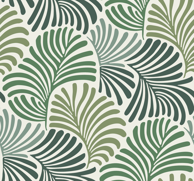Trousdale Green Fanning Flora Wallpaper by A-Street Prints Designer Scott Living III Covers about 60.8 square feet 27-in by 27-ft long roll Unpasted 25.25 - Swanky Fabrics -