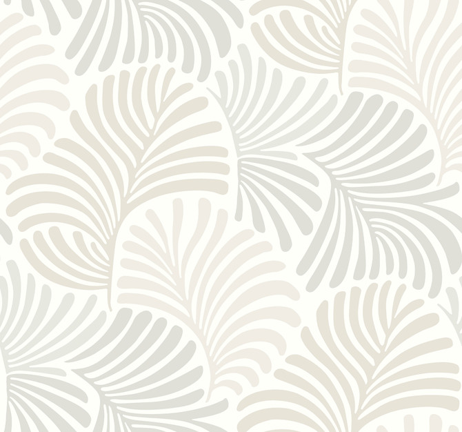 Trousdale Neutral Fanning Flora Wallpaper by A-Street Prints Designer Scott Living III Covers about 60.8 square feet 27-in by 27-ft long roll Unpasted 25.25 - Swanky Fabrics -