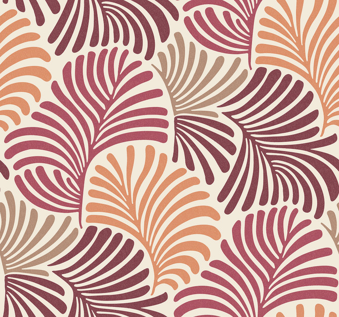 Trousdale Raspberry Fanning Flora Wallpaper by A-Street Prints Designer Scott Living III Covers about 60.8 square feet 27-in by 27-ft long roll Unpasted 25.25 - Swanky Fabrics -