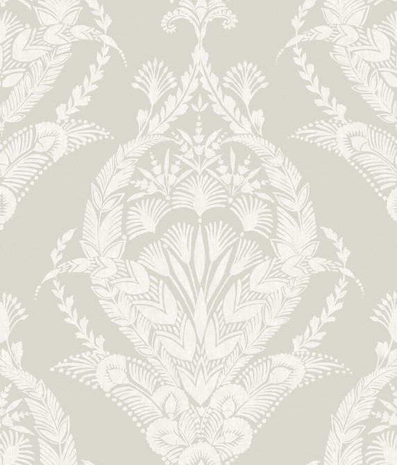 Arlie Light Grey Botanical Damask Wallpaper by A-Street Prints Designer Middleton Covers about 56.4 square feet 20.5-in by 33-ft long roll Unpasted 24 - Swanky Fabrics -