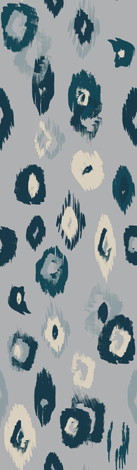 Amara Blue Animal Ikat Wallpaper by ohpopsi Designer Wild Covers about 54.2 square feet 19.7-in by 33-ft long roll Unpasted 67.7 - Swanky Fabrics -