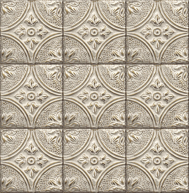 Cornelius Grey Tin Ceiling Tile Wallpaper by A-Street Prints Designer Trilogy Covers about 56.4 square feet 20.5-in by 33-ft long roll Unpasted 20.9 - Swanky Fabrics -