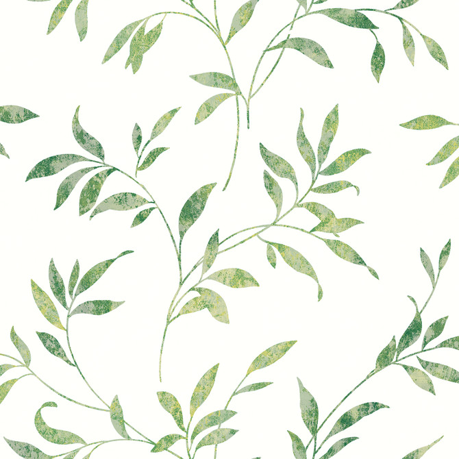 Sanibel Green Trail Wallpaper by Chesapeake Designer The Vineyard Covers about 56.4 square feet 20.5-in by 33-ft long roll Prepasted 20.5 - Swanky Fabrics -