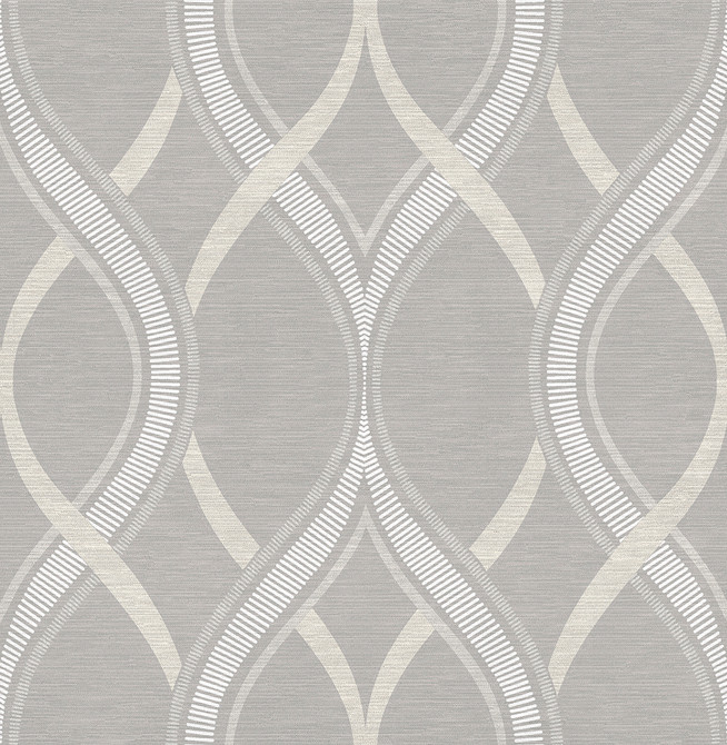 Frequency Grey Ogee Wallpaper by A-Street Prints Designer Symetrie Covers about 56.4 square feet 20.5-in by 33-ft long roll Unpasted 20.9 - Swanky Fabrics -
