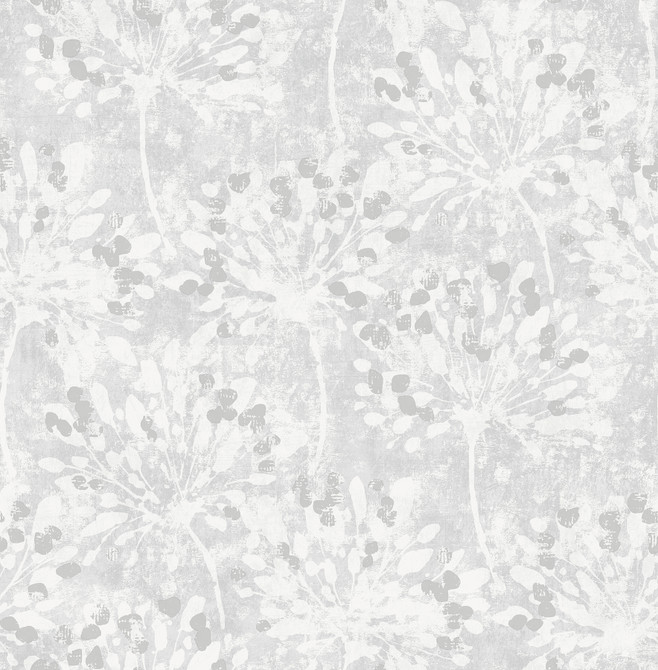 Dori Light Grey Painterly Floral Wallpaper by Advantage Designer Splash Covers about 56.4 square feet 20.5-in by 33-ft long roll Unpasted 20.9 - Swanky Fabrics -
