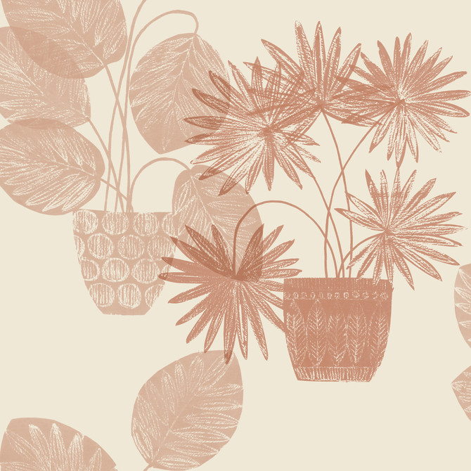 Aida Pink Potted Plant Wallpaper by A-Street Prints Designer Seychelles Covers about 60.8 square feet 27-in by 27-ft long roll Unpasted 27 - Swanky Fabrics -