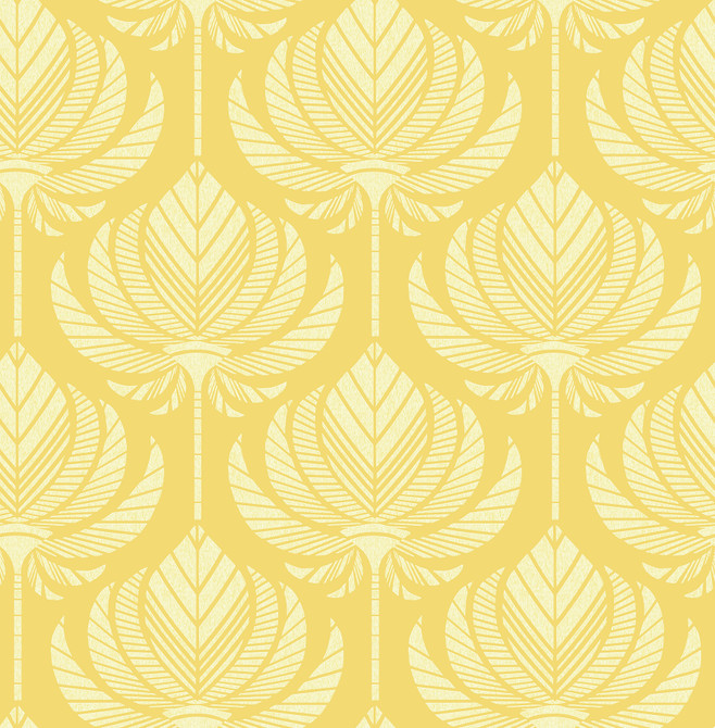 Palmier Yellow Lotus Fan Wallpaper by A-Street Prints Designer Seychelles Covers about 56.4 square feet 20.5-in by 33-ft long roll Unpasted 10.4 - Swanky Fabrics -