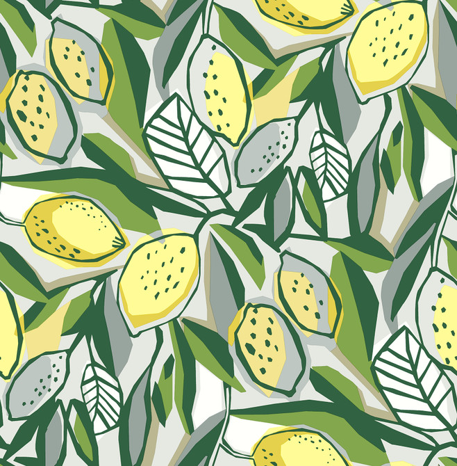 Meyer Yellow Citrus Wallpaper by A-Street Prints Designer Seychelles Covers about 56.4 square feet 20.5-in by 33-ft long roll Unpasted 20.9 - Swanky Fabrics -