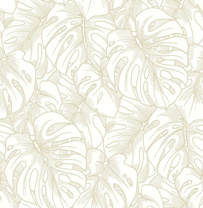 Balboa Gold Botanical Wallpaper by A-Street Prints Designer Scott Living Covers about 56.4 square feet 20.5-in by 33-ft long roll Unpasted 21.1 - Swanky Fabrics -
