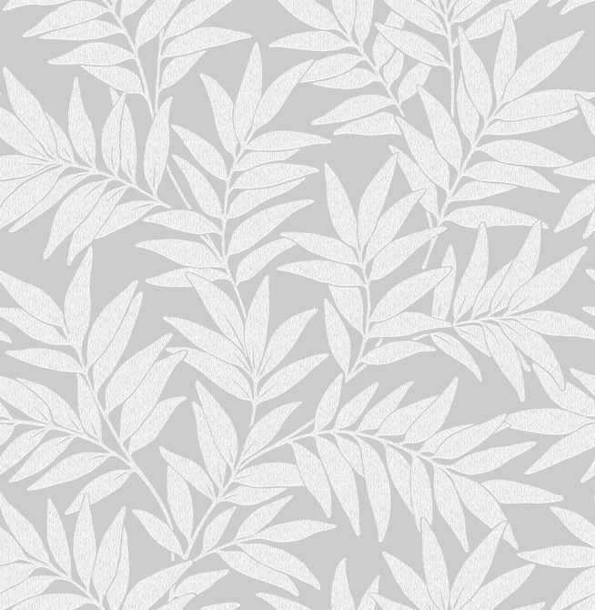 Morris Light Grey Leaf Wallpaper by A-Street Prints Designer Revival Covers about 56.4 square feet 20.5-in by 33-ft long roll Unpasted 20.9 - Swanky Fabrics -