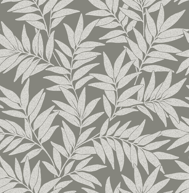 Morris Dark Grey Leaf Wallpaper by A-Street Prints Designer Revival Covers about 56.4 square feet 20.5-in by 33-ft long roll Unpasted 20.9 - Swanky Fabrics -