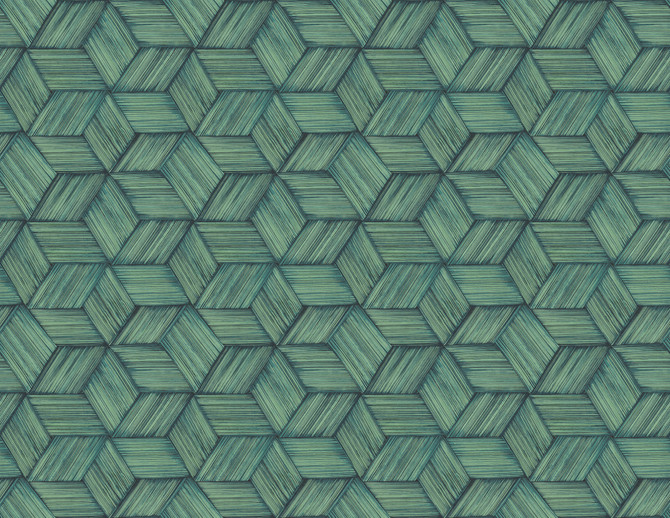 Intertwined Blue Geometric Wallpaper by Kenneth James Designer Palm Springs Covers about 60.8 square feet 27-in by 27-ft long roll Unpasted 6.96 - Swanky Fabrics -