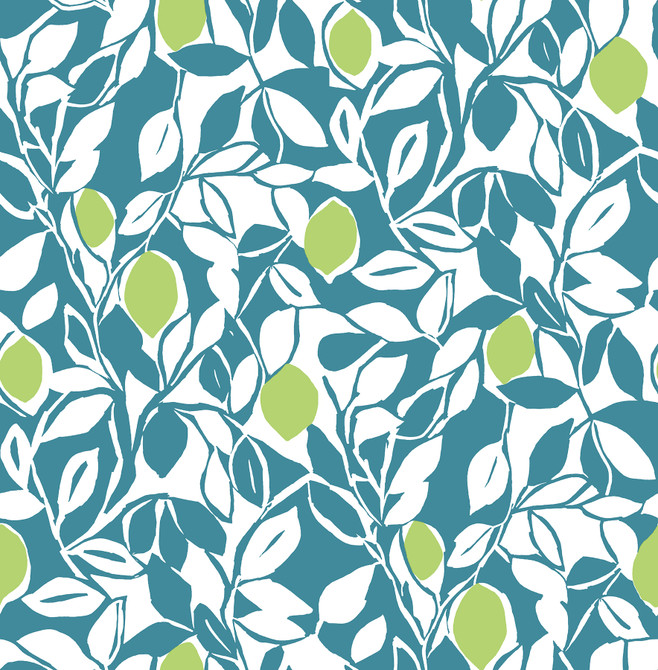 Loretto Teal Citrus Wallpaper by A-Street Prints Designer Pacifica Covers about 56.4 square feet 20.5-in by 33-ft long roll Unpasted 20.8 - Swanky Fabrics -