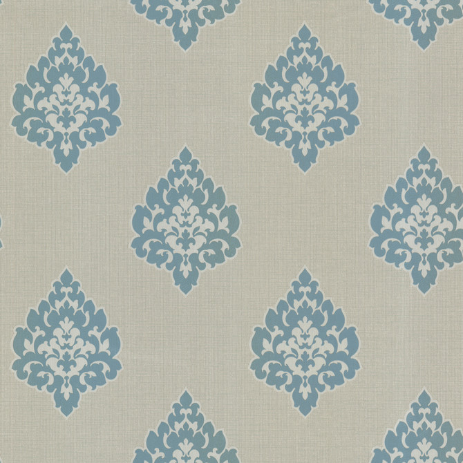 Donald Aqua Transitional Damask Print Wallpaper by Beacon House Designer Olympia Covers about 56.4 square feet 20.5-in by 33-ft long roll Unpasted 21 - Swanky Fabrics -