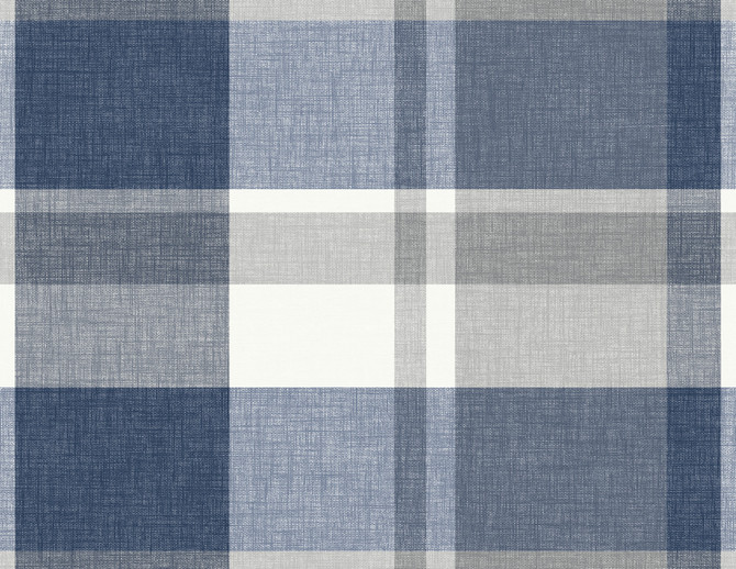 Madaket Indigo Plaid Wallpaper by A-Street Prints Designer Newport Covers about 60.8 square feet 27-in by 27-ft long roll Unpasted 20.9 - Swanky Fabrics -