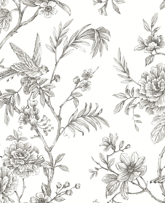 Jessamine Grey Floral Trail Wallpaper by A-Street Prints Designer Moonlight Covers about 56.4 square feet 20.5-in by 33-ft long roll Unpasted 12.6 - Swanky Fabrics -