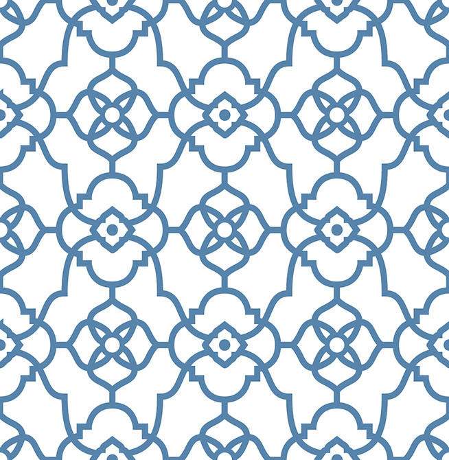 Atrium Blue Trellis Wallpaper by A-Street Prints Designer Mirabelle Covers about 56.4 square feet 20.5-in by 33-ft long roll Unpasted 10.5 - Swanky Fabrics -