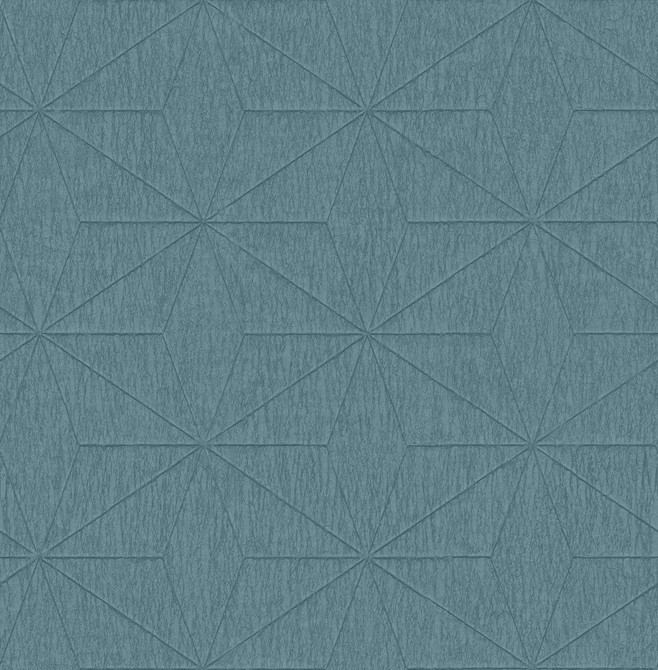 Bernice Teal Geometric Wallpaper by Fine Decor Designer Medley Covers about 56.4 square feet 20.5-in by 33-ft long roll Unpasted 20.9 - Swanky Fabrics -