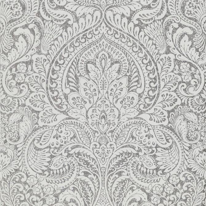 Artemis Silver Floral Damask Wallpaper by A-Street Prints Designer Lustre Covers about 57.5 square feet 20.9-in by 33-ft long roll Unpasted 25.2 - Swanky Fabrics -
