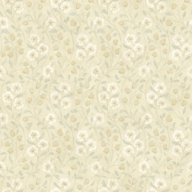Patsy Beige Floral Wallpaper by Chesapeake Designer Kindred Covers about 56.4 square feet 20.5-in by 33-ft long roll Prepasted 20.5 - Swanky Fabrics -