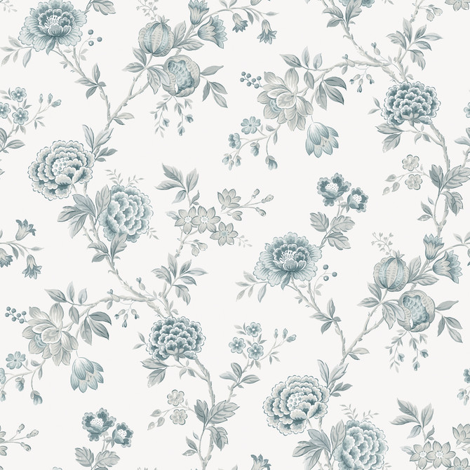 Chrysanthemum Teal Jacobean Wallpaper by Chesapeake Designer Homestead Covers about 56.4 square feet 20.5-in by 33-ft long roll Prepasted 20.5 - Swanky Fabrics - Chrysanthemum Teal Jacobean Wallpaper by Chesapeake Designer Homestead Covers about 56.4 square feet 20.5-in by 33-ft long roll Prepasted 20.5 - Swanky Fabrics -