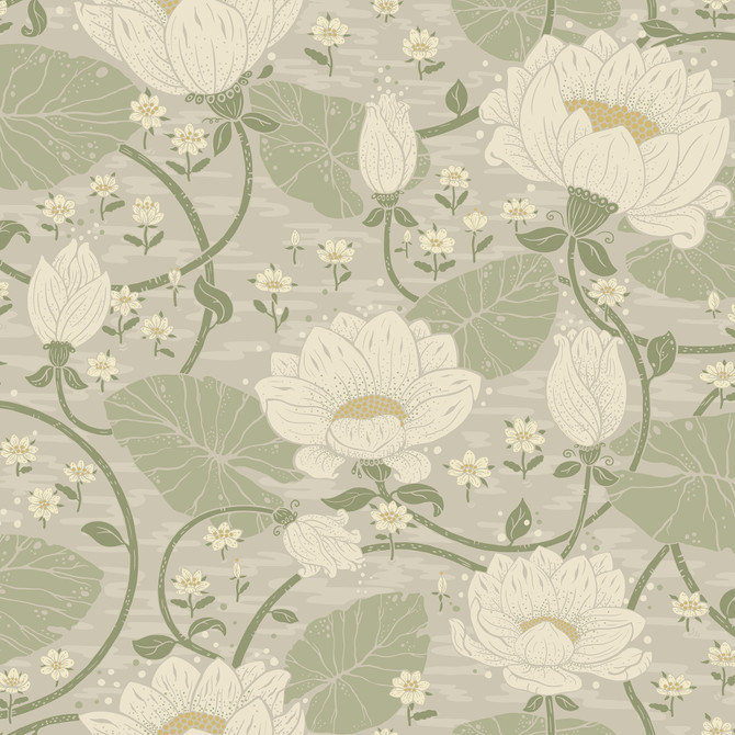 Eva Light Grey Lotus Dreams Wallpaper by A-Street Prints Designer Ingrid Covers about 57.5 square feet 20.9-in by 33-ft long roll Unpasted 20.9 - Swanky Fabrics -