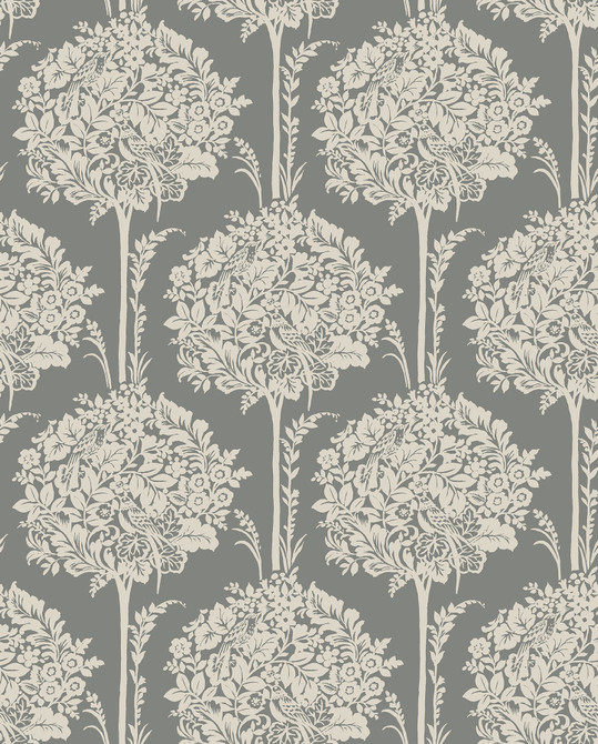 Zaria Slate Topiary Wallpaper by A-Street Prints Designer Georgia Covers about 56.4 square feet 20.5-in by 33-ft long roll Unpasted 12.6 - Swanky Fabrics -