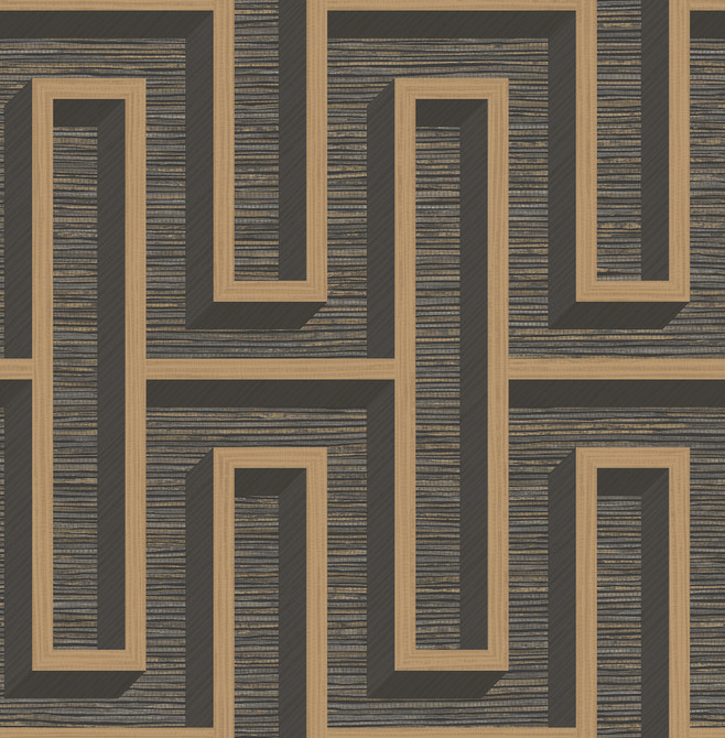 Henley Black Geometric Grasscloth Wallpaper by Advantage Designer Fusion Covers about 56.4 square feet 20.5-in by 33-ft long roll Unpasted 20.9 - Swanky Fabrics -