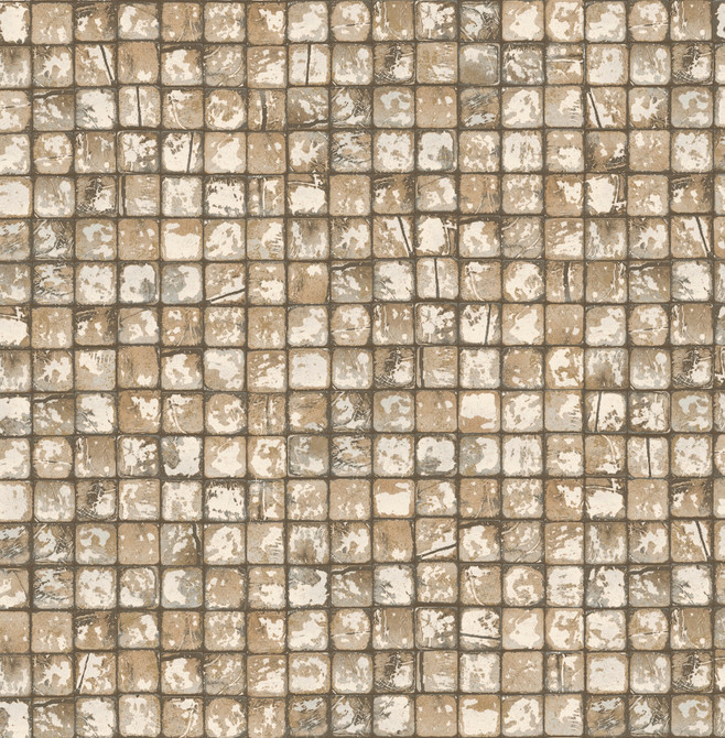 Kingsley Neutral Tiled Wallpaper by Advantage Designer Fusion Covers about 56.4 square feet 20.5-in by 33-ft long roll Unpasted 10.4 - Swanky Fabrics -