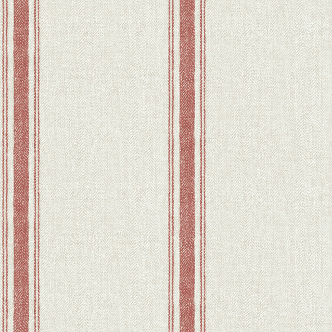 Linette Burnt Sienna Fabric Stripe Wallpaper by Chesapeake Designer Farmhouse Covers about 56.4 square feet 20.5-in by 33-ft long roll Prepasted 20.9 - Swanky Fabrics -