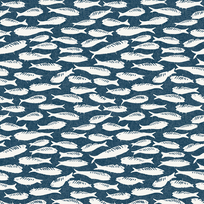 Nunkie Navy Sardine Wallpaper by Chesapeake Designer Flora & Fauna Covers about 56.4 square feet 20.5-in by 33-ft long roll Prepasted 10.5 - Swanky Fabrics - Nunkie Navy Sardine Wallpaper by Chesapeake Designer Flora & Fauna Covers about 56.4 square feet 20.5-in by 33-ft long roll Prepasted 10.5 - Swanky Fabrics -