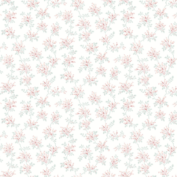 Sofiane Blush Botanical Trail Wallpaper by Chesapeake Designer Delphine Covers about 56.4 square feet 20.5-in by 33-ft long roll Prepasted 20.5 - Swanky Fabrics -