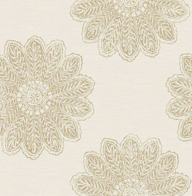 Sol Light Brown Medallion Wallpaper by A-Street Prints Designer Celadon Covers about 56.4 square feet 20.5-in by 33-ft long roll Unpasted 20.9 - Swanky Fabrics -