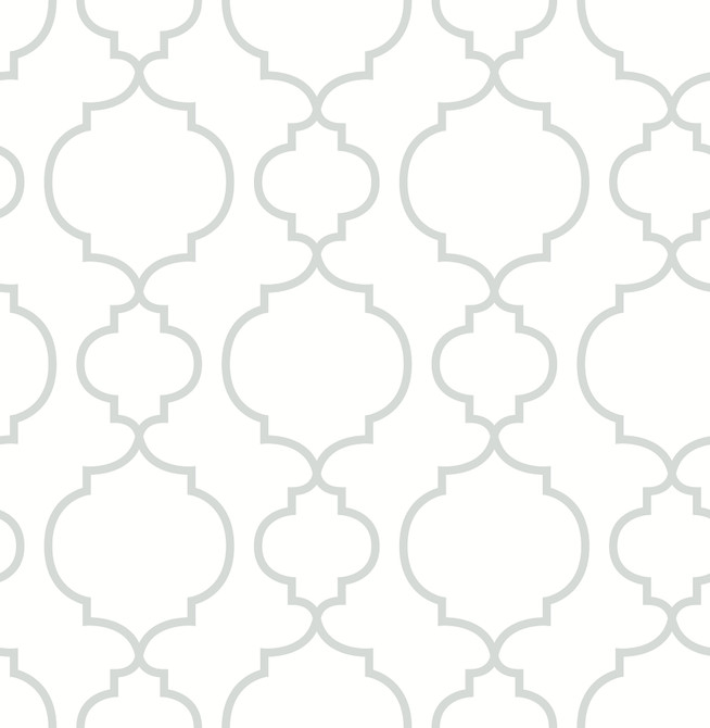 Desiree White Quatrefoil Wallpaper by A-Street Prints Designer Ami Covers about 56.4 square feet 20.5-in by 33-ft long roll Unpasted 10.4 - Swanky Fabrics -