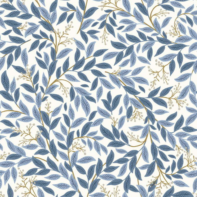 Willowberry Blue Wallpaper by Rifle Paper Co. Designer Rifle Paper Co. 3rd Edition Covers about 56.4 square feet 20.5-in by 33-ft long roll Unpasted 20.5 - Swanky Fabrics -
