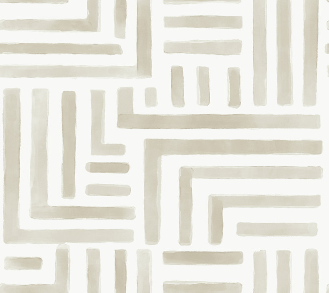 Painterly Labyrinth Light Neutral Wallpaper by Lemieux et Cie Designer Lemieux et Cie Signature Covers about 60.8 square feet 27-in by 27-ft long roll Unpasted 24 - Swanky Fabrics -