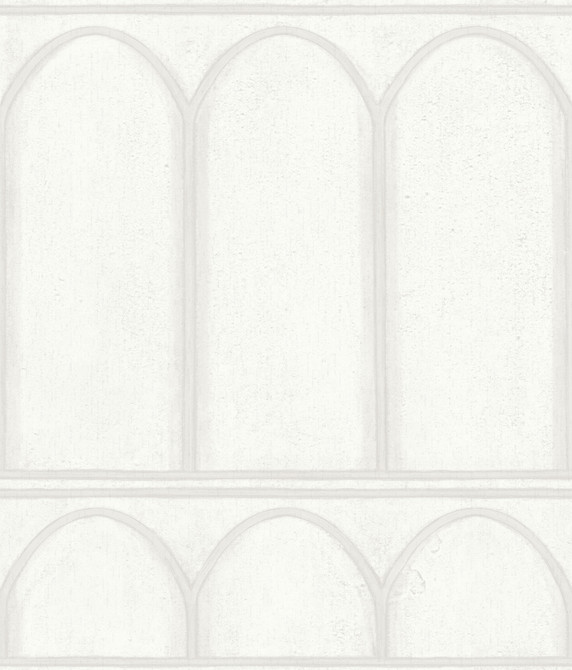 Arches White & Pearl Wallpaper by York Wallcoverings Designer Mediterranean Covers about 56.4 square feet 20.5-in by 33-ft long roll Prepasted 24 - Swanky Fabrics -