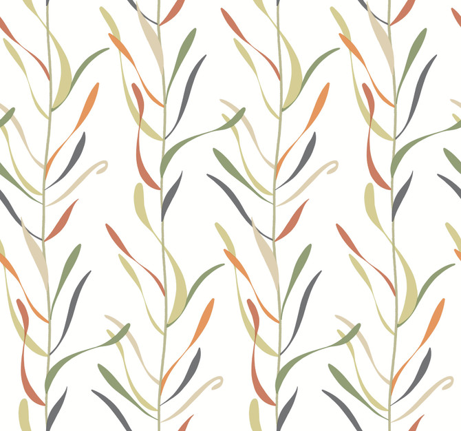 Chloe Vine Sienna Wallpaper by York Wallcoverings Designer Earthy Tones Covers about 60.8 square feet 27-in by 27-ft long roll Prepasted 24 - Swanky Fabrics -