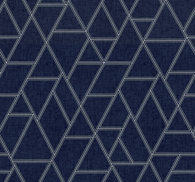 Pathways Navy Wallpaper by York Wallcoverings Designer Grandmillennial Covers about 60.8 square feet 27-in by 27-ft long roll Prepasted 25.25 - Swanky Fabrics -