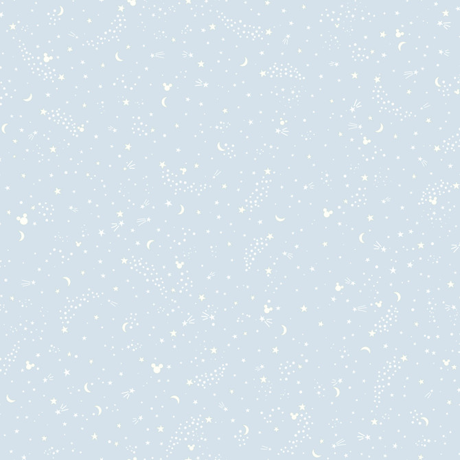 Disney Mickey Mouse Star Blue Wallpaper by York Wallcoverings Designer Disney Kids Vol. 4 Covers about 56.4 square feet 20.5-in by 33-ft long roll Unpasted 20.5 - Swanky Fabrics -