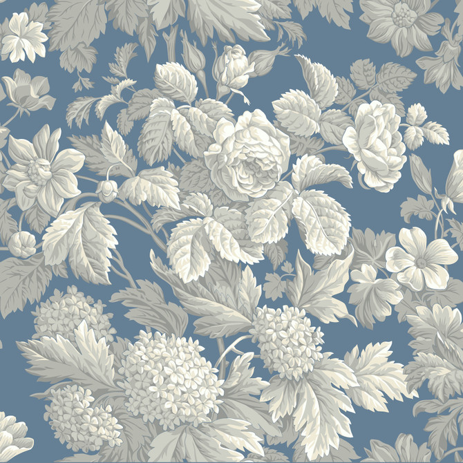 Antique Floral in Wedgewood Blue & Grey Wallpaper by York Wallcoverings Designer Blue Book Covers about 56.4 square feet 20.5-in by 33-ft long roll Prepasted 0 - Swanky Fabrics - Antique Floral in Wedgewood Blue & Grey Wallpaper by York Wallcoverings Designer Blue Book Covers about 56.4 square feet 20.5-in by 33-ft long roll Prepasted 0 - Swanky Fabrics -