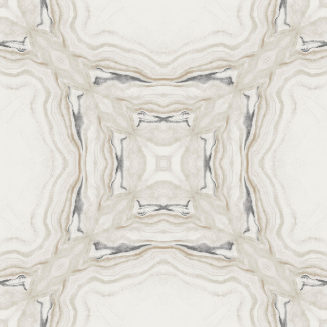 Stone Kaleidoscope Grey & Black Metallic Wallpaper by Antonina Vella Designer Antonina Vella Natural Opalescence Covers about 57.8 square feet 21-in by 33-ft long roll Unpasted 20.8 - Swanky Fabrics -