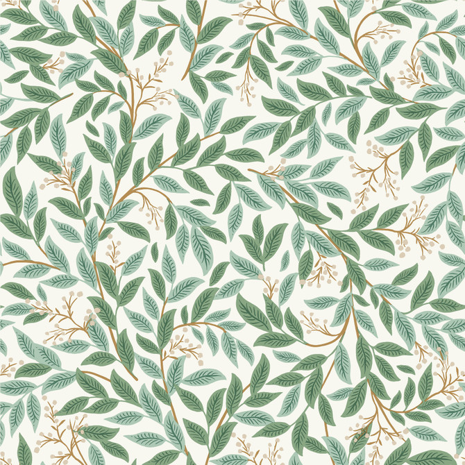 Willowberry Emerald Wallpaper by Rifle Paper Co. Designer Rifle Paper Co. 3rd Edition Covers about 56.4 square feet 20.5-in by 33-ft long roll Unpasted 20.5 - Swanky Fabrics -