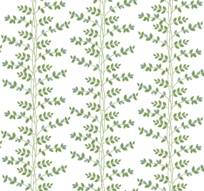 Climbing Vine Blue Wallpaper by Rifle Paper Co. Designer Rifle Paper Co. 3rd Edition Covers about 60.8 square feet 27-in by 27-ft long roll Unpasted 25.25 - Swanky Fabrics -