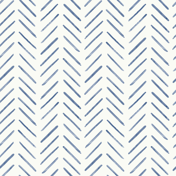 Painted Herringbone Navy Wallpaper by Inspired by Color Designer Blues II Covers about 56.4 square feet 20.5-in by 33-ft long roll Prepasted 20.5 - Swanky Fabrics -