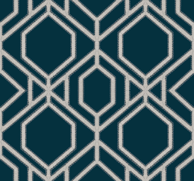 Sawgrass Trellis Navy Wallpaper by York Wallcoverings Designer Tropics Resource Library Covers about 60.8 square feet 27-in by 27-ft long roll Prepasted 25.25 - Swanky Fabrics -